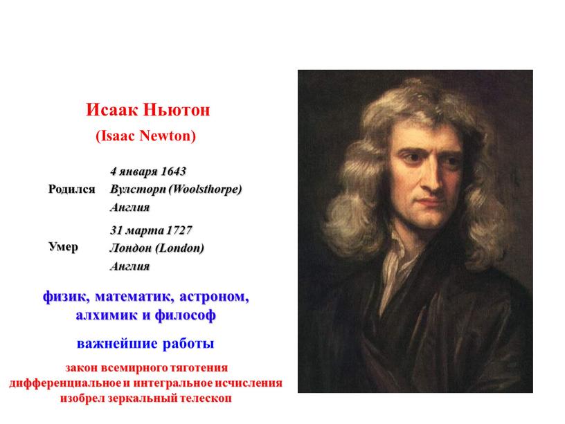 Исаак Ньютон (Isaac Newton)