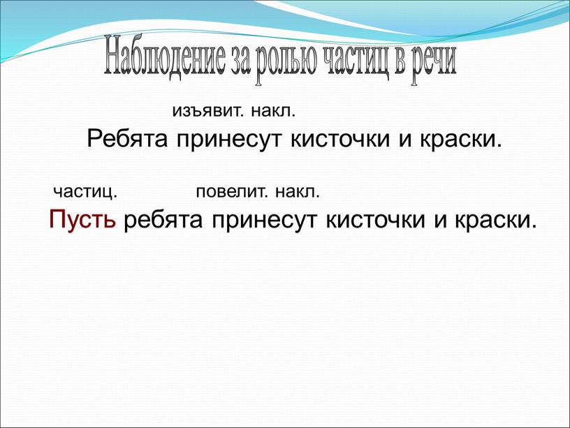 Наблюдение за ролью частиц в речи