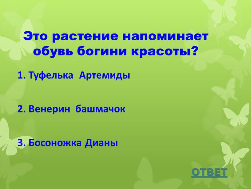 ОТВЕТ Это растение напоминает обувь богини красоты? 3