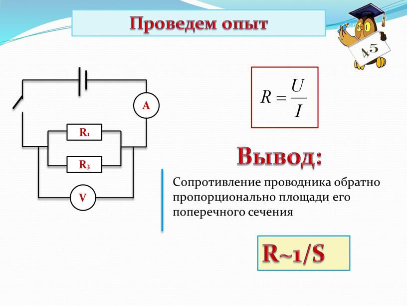 Проведем опыт R1 А V R3 Вывод: