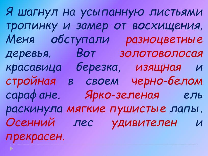 Я шагнул на усыпанную листьями тропинку и замер от восхищения