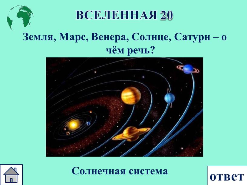 ВСЕЛЕННАЯ 20 Земля, Марс, Венера,