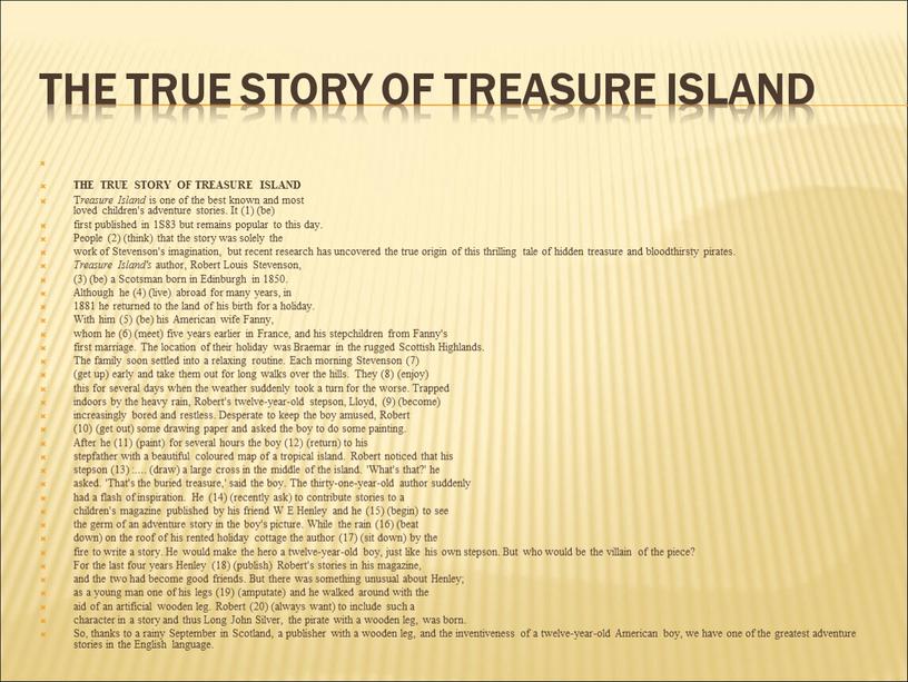 THE TRUE STORY OF TREASURE ISLAND