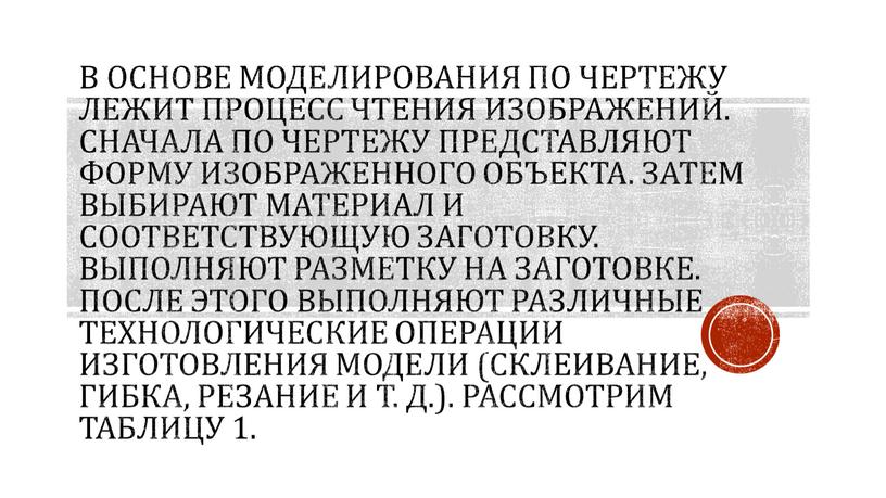 В основе моделирования по чертежу лежит процесс чтения изображений