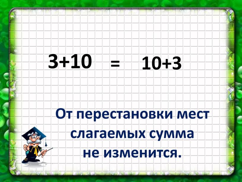 От перестановки мест слагаемых сумма не изменится