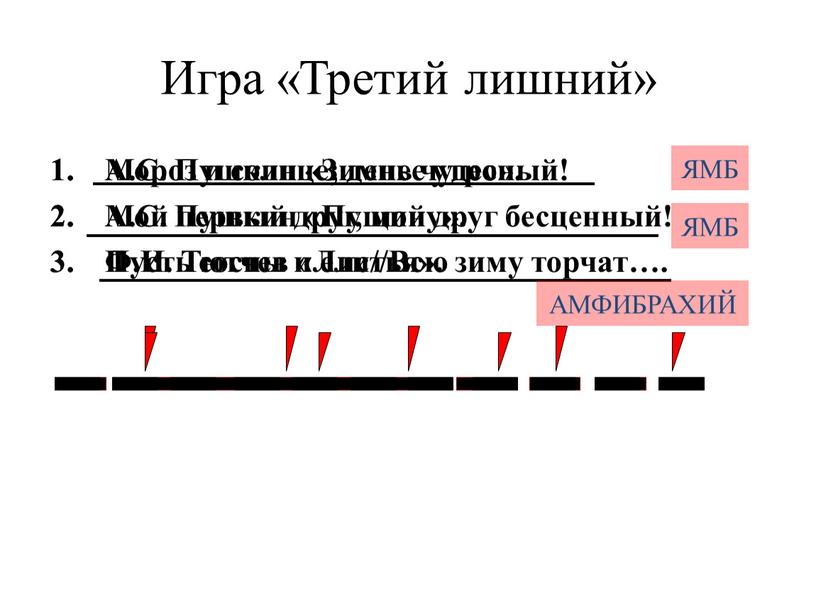 Игра «Третий лишний» А.С. Пушкин «Зимнее утро»