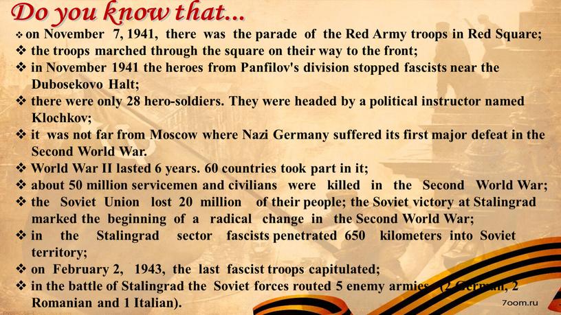 Do you know that... v on November 7, 1941, there was the parade of the