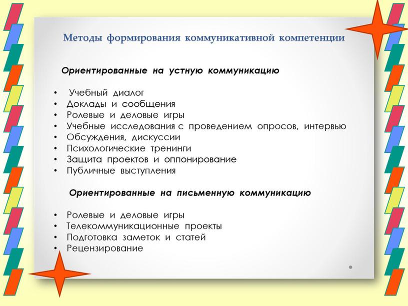 Способы развития коммуникативных компетенций у обучающихся