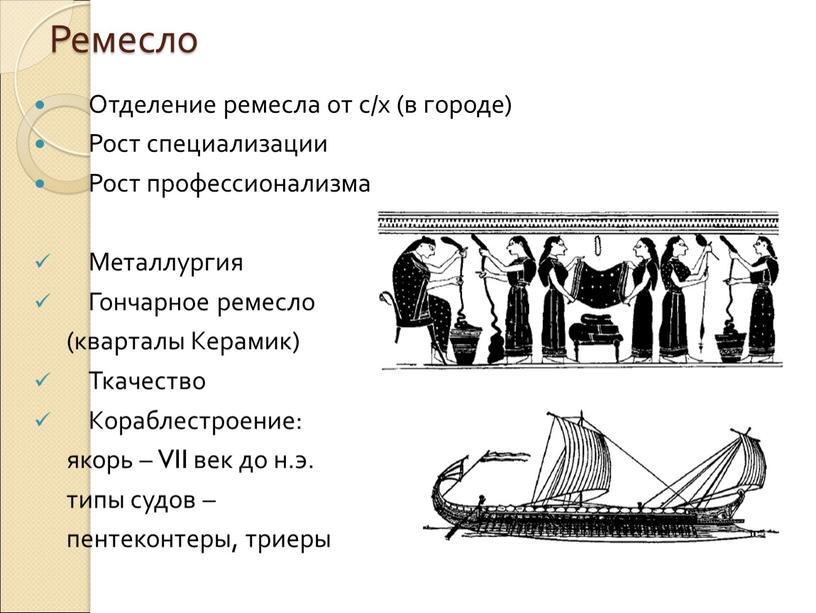 Ремесло Отделение ремесла от с/х (в городе)