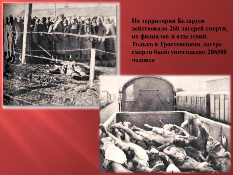 На территории Беларуси действовало 260 лагерей смерти, их филиалов и отделений