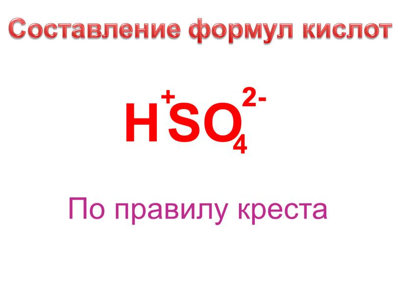 SO H По правилу креста Составление формул кислот 2