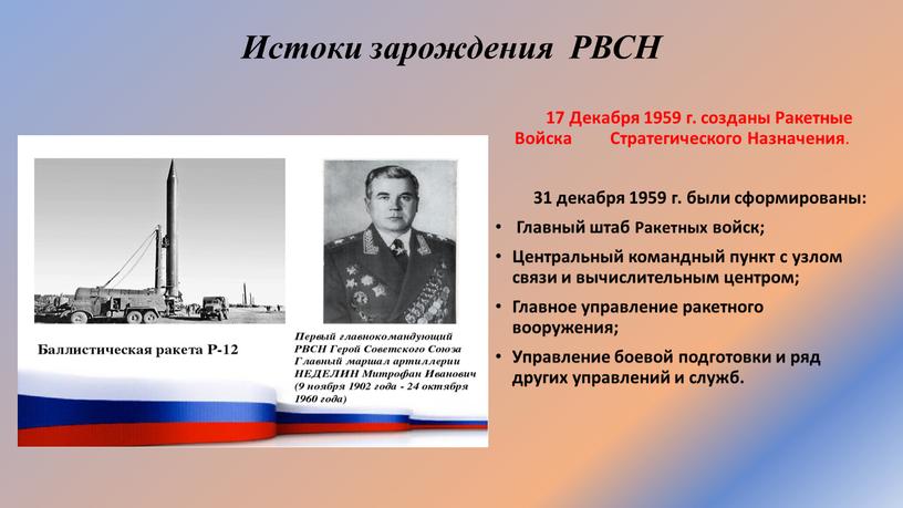 Истоки зарождения РВСН 17 Декабря 1959 г