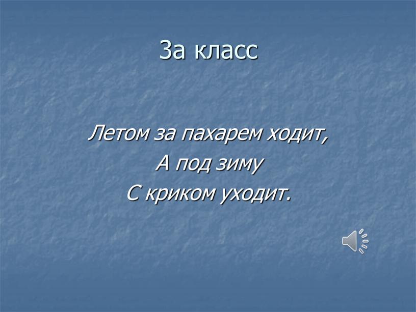 Летом за пахарем ходит, А под зиму