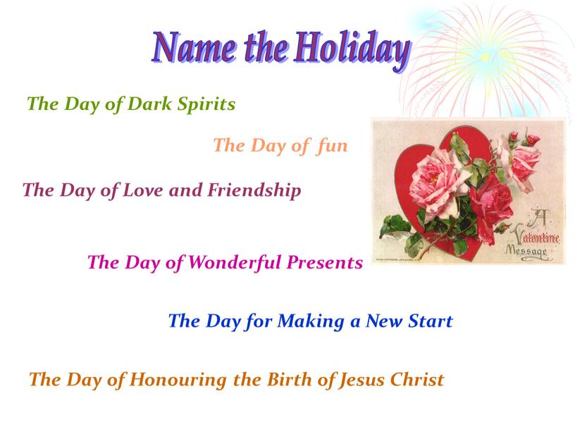 Name the Holiday The Day of Dark