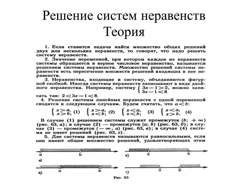 Решение систем неравенств Теория