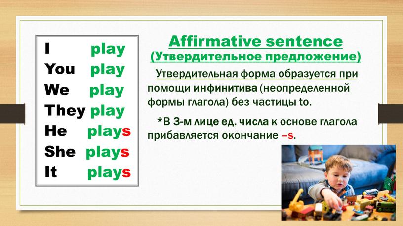 Affirmative sentence (Утвердительное предложение)