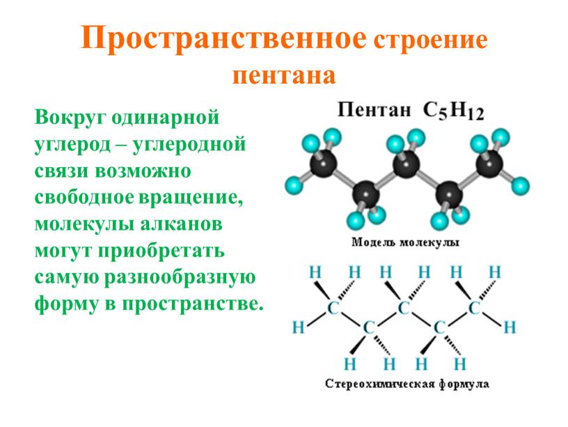 Пространственное строение пентана