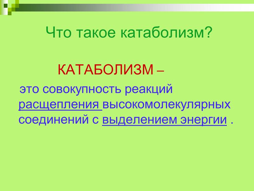 Что такое катаболизм?