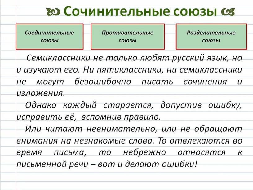 Презентация для урока в 7 классе по теме "Союз"