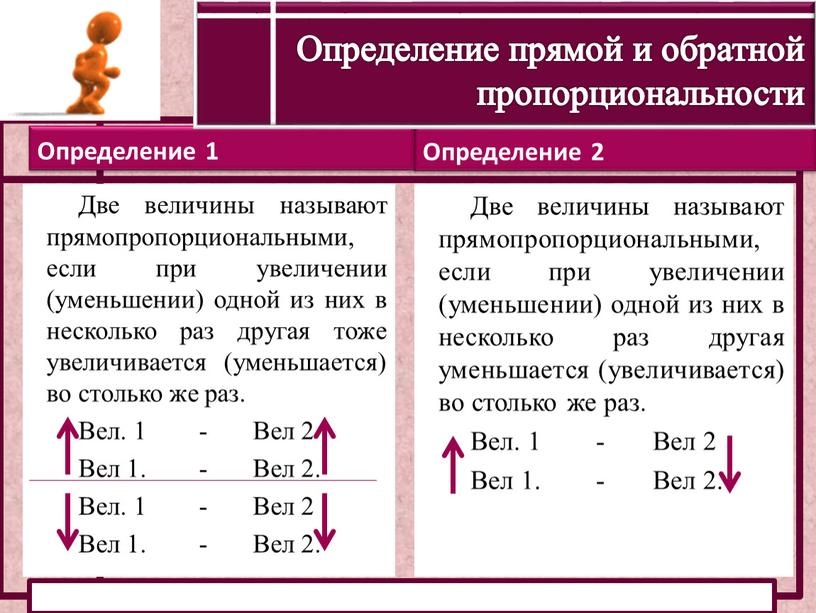 Определение 2 Определение 1 Определение прямой и обратной пропорциональности