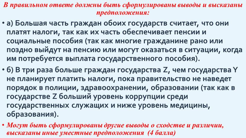 В правильном ответе должны быть сформулированы выводы и высказаны предположения: а)