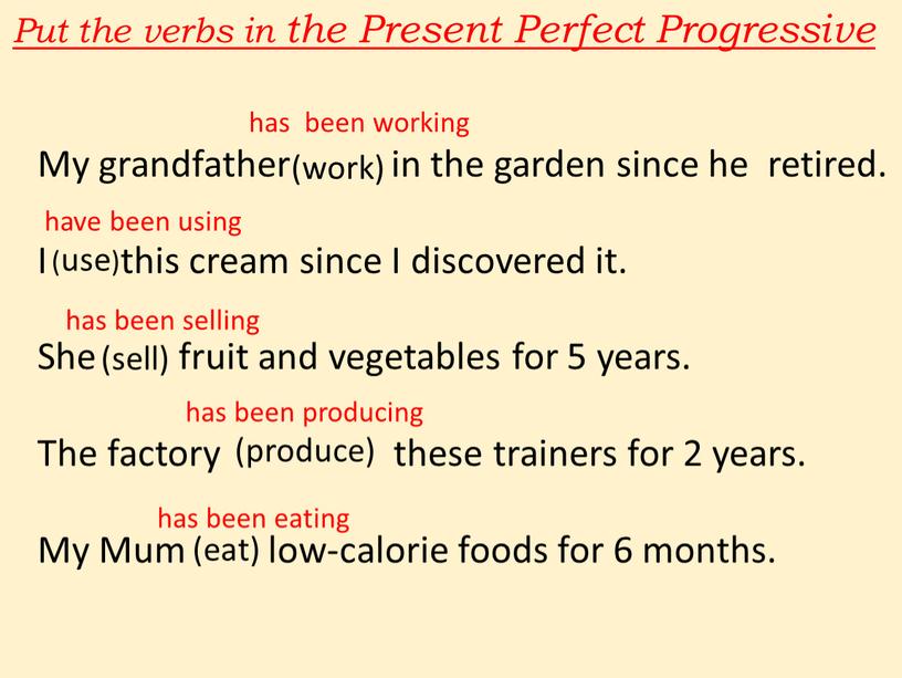 Put the verbs in the Present Perfect