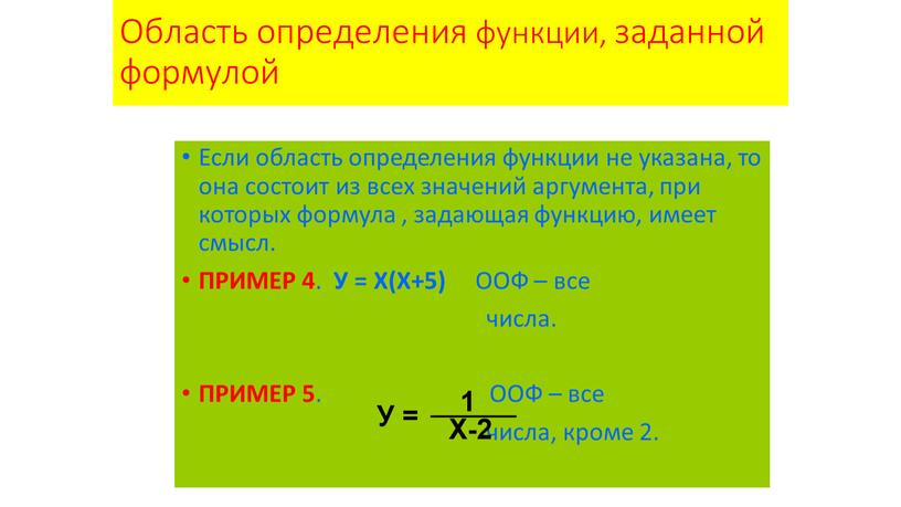 Область определения функции, заданной формулой