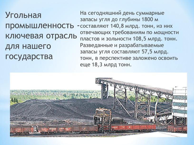 Угольная промышленность - ключевая отрасль для нашего государства