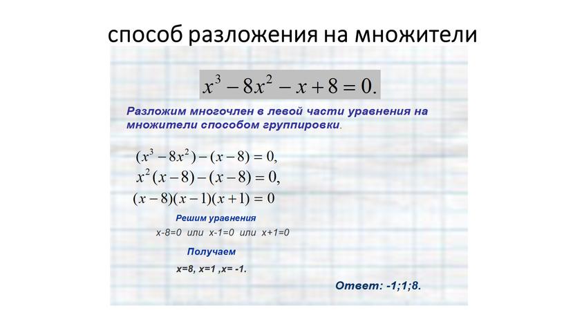 способ разложения на множители