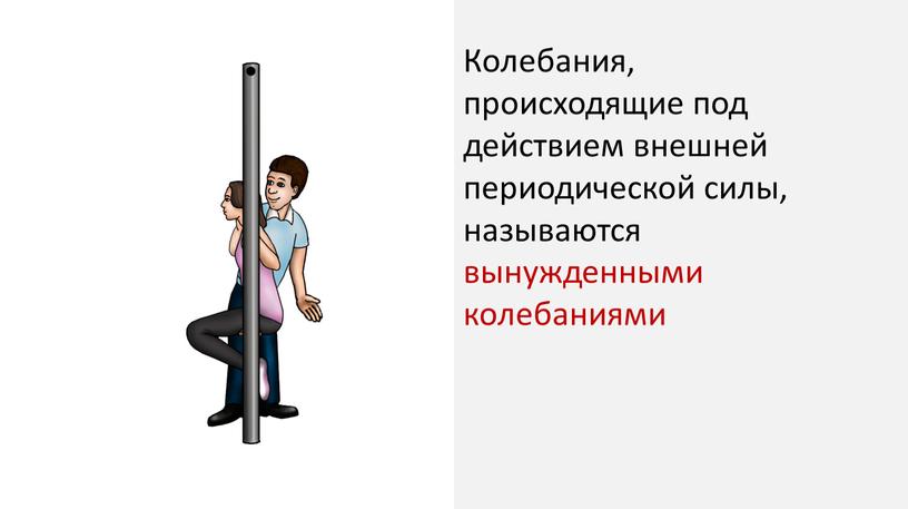 Колебания, происходящие под действием внешней периодической силы, называются вынужденными колебаниями