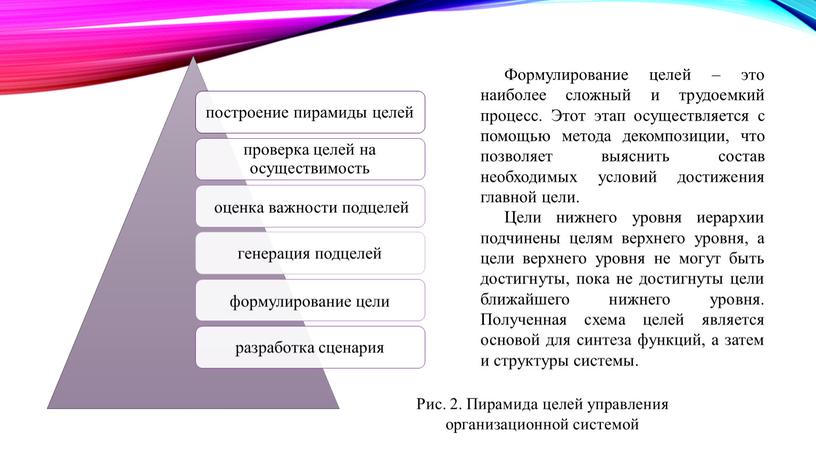 Формулирование целей – это наиболее сложный и трудоемкий процесс