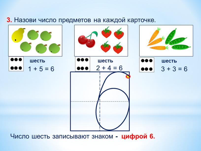 Назови число предметов на каждой карточке