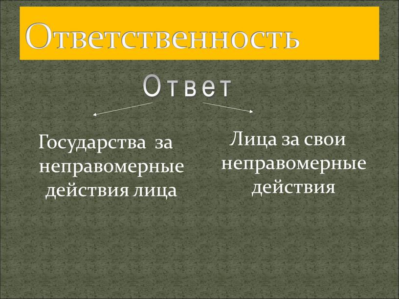 Ответственность Государства за неправомерные действия лица