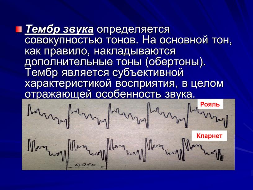 Тембр звука определяется совокупностью тонов