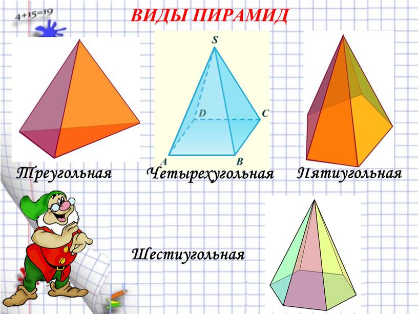 ВИДЫ ПИРАМИД Пятиугольная Треугольная