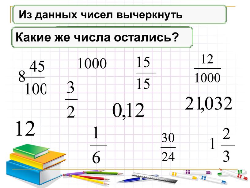 Натуральные числа Из данных чисел вычеркнуть