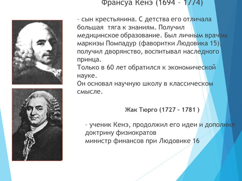 Франсуа Кенэ (1694 – 1774) – сын крестьянина