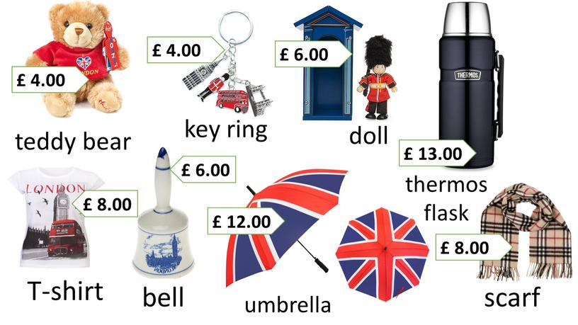 T-shirt umbrella teddy bear bell scarf doll thermos flask £ 4