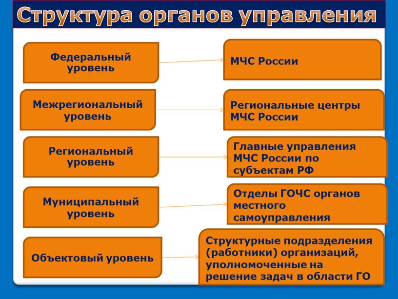 Структура органов управления Федеральный уровень