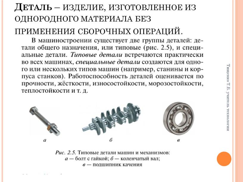 Деталь – изделие, изготовленное из однородного материала без применения сборочных операций