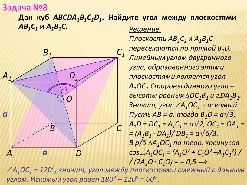 Дан куб ABCDA1B1C1D1 . Найдите угол между плоскостями