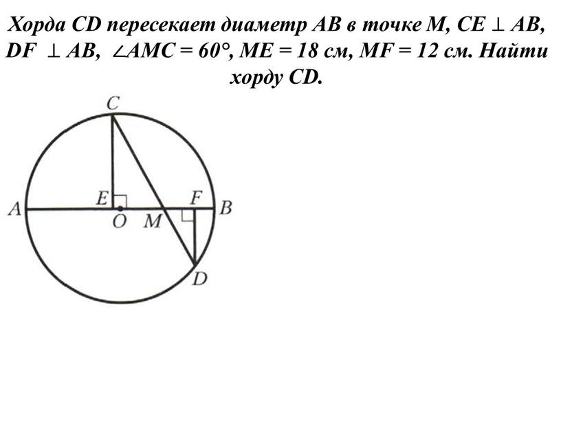 Хорда CD пересекает диаметр АВ в точке