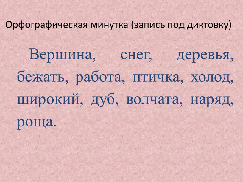 Орфографическая минутка (запись под диктовку)