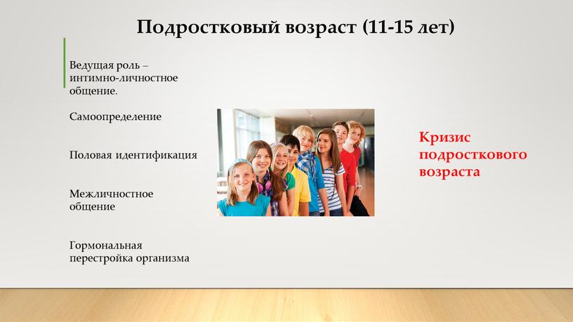 Подростковый возраст (11-15 лет)