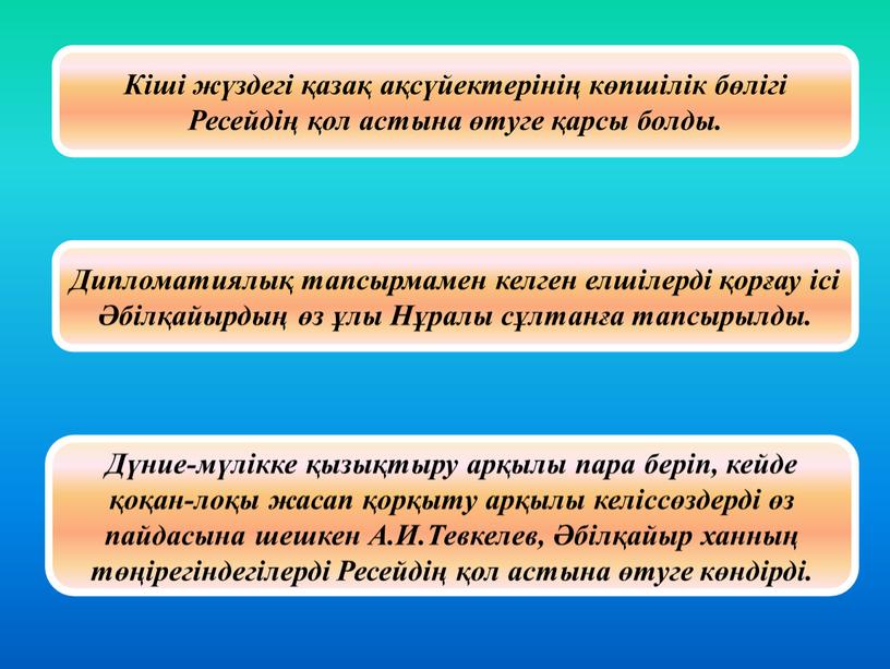 Дипломатиялық тапсырмамен келген елшілерді қорғау ісі Әбілқайырдың өз ұлы