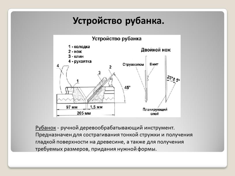 Рубанок - ручной деревообрабатывающий инструмент