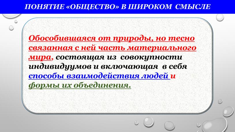 Понятие «общество» в широком смысле