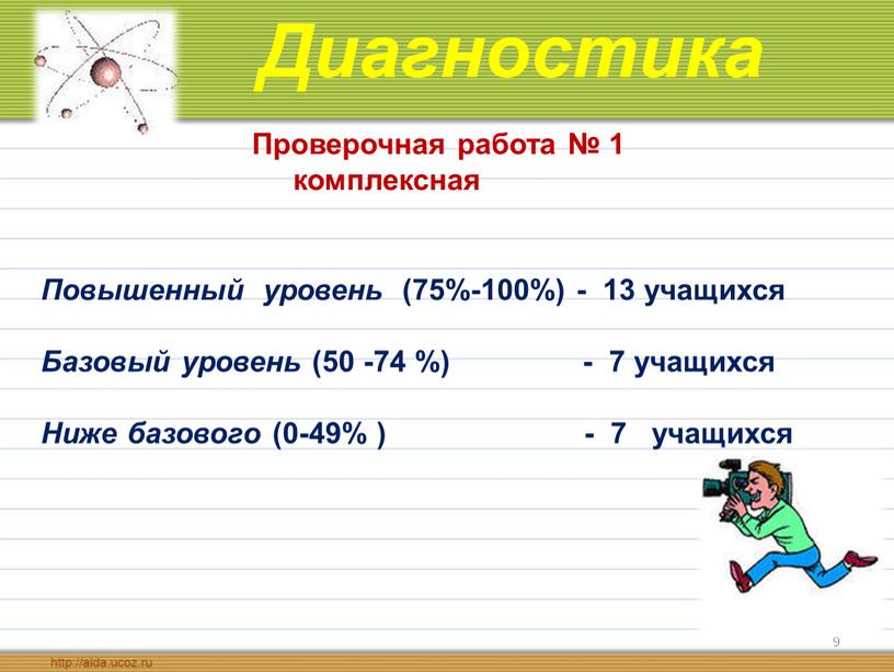 Повышенный уровень (75%-100%) - 13 учащихся