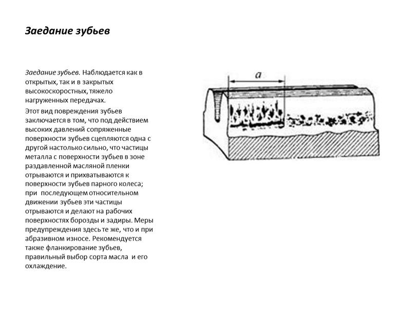 Заедание зубьев Заедание зубьев