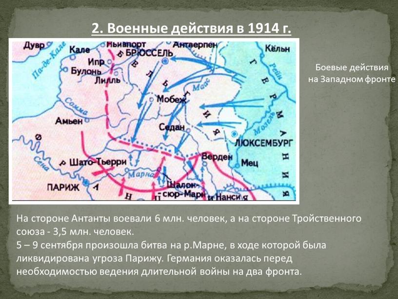 Военные действия в 1914 г. Боевые действия на